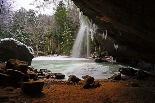 Landscape\n\nBehind the Falls\n\nHocking Hills State Park